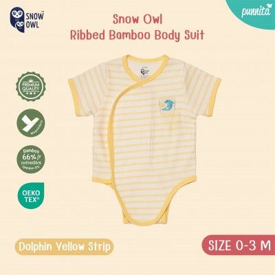 New !!  Snow owl Body Suit  คอลเล็กชั่น Sleeping is my thing เสื้อผ้าเด็ก ชุดเด็กแขน-ขาสั้น 0-3 M - Dolphin Yellow Strip